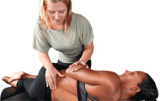 Doctor Sarah Tregaskiss performing massage